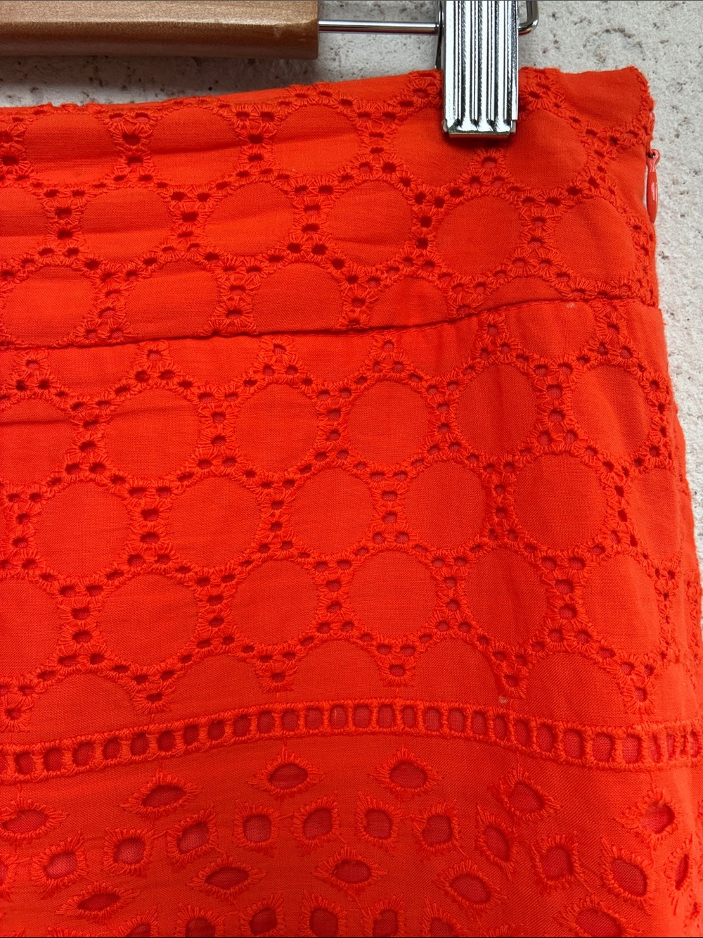 Banana Republic bright orange eyelet mini skirt with side zip and fully lined